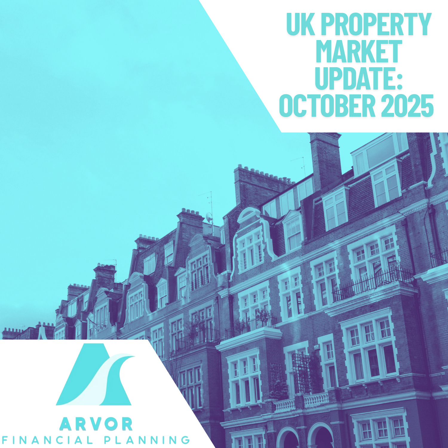 A row of London residential properties, representing the UK Property Market Update for October 2025.